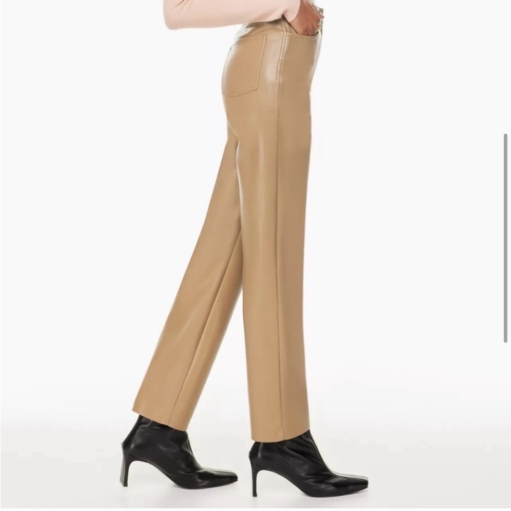 Wilfred Melina 6 Pants Vegan Leather Beige Trousers Aritzia High Waisted